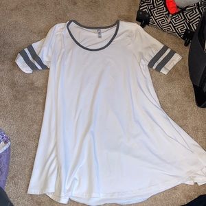 LuLaRoe White with stripped sleeves